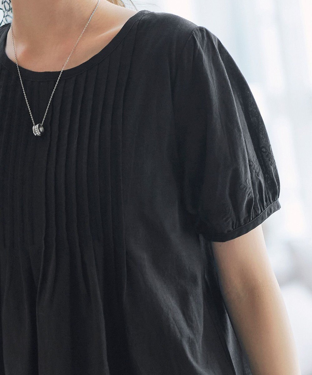 Tiaclasse 【洗える】パンチングレースピンタックチュニックブラウス 