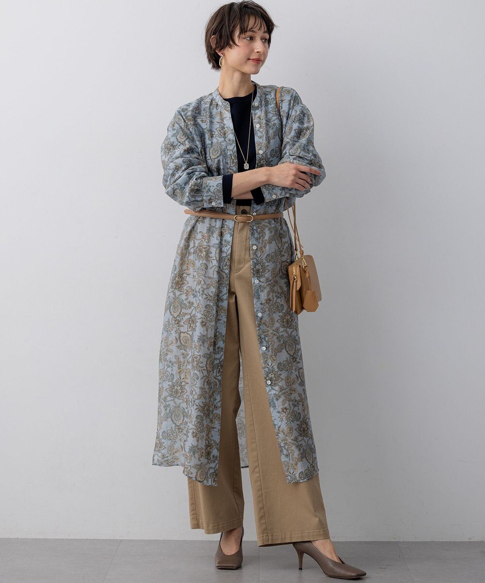 23区 【先行予約】Ericaキャラコ  ペイズリープリント シャツワンピース 