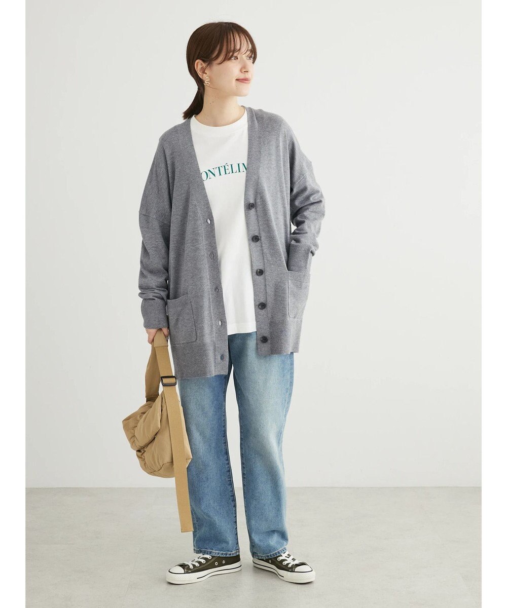 Green Parks もちやわ　Ｖネックミディ丈ニットカーディガン 