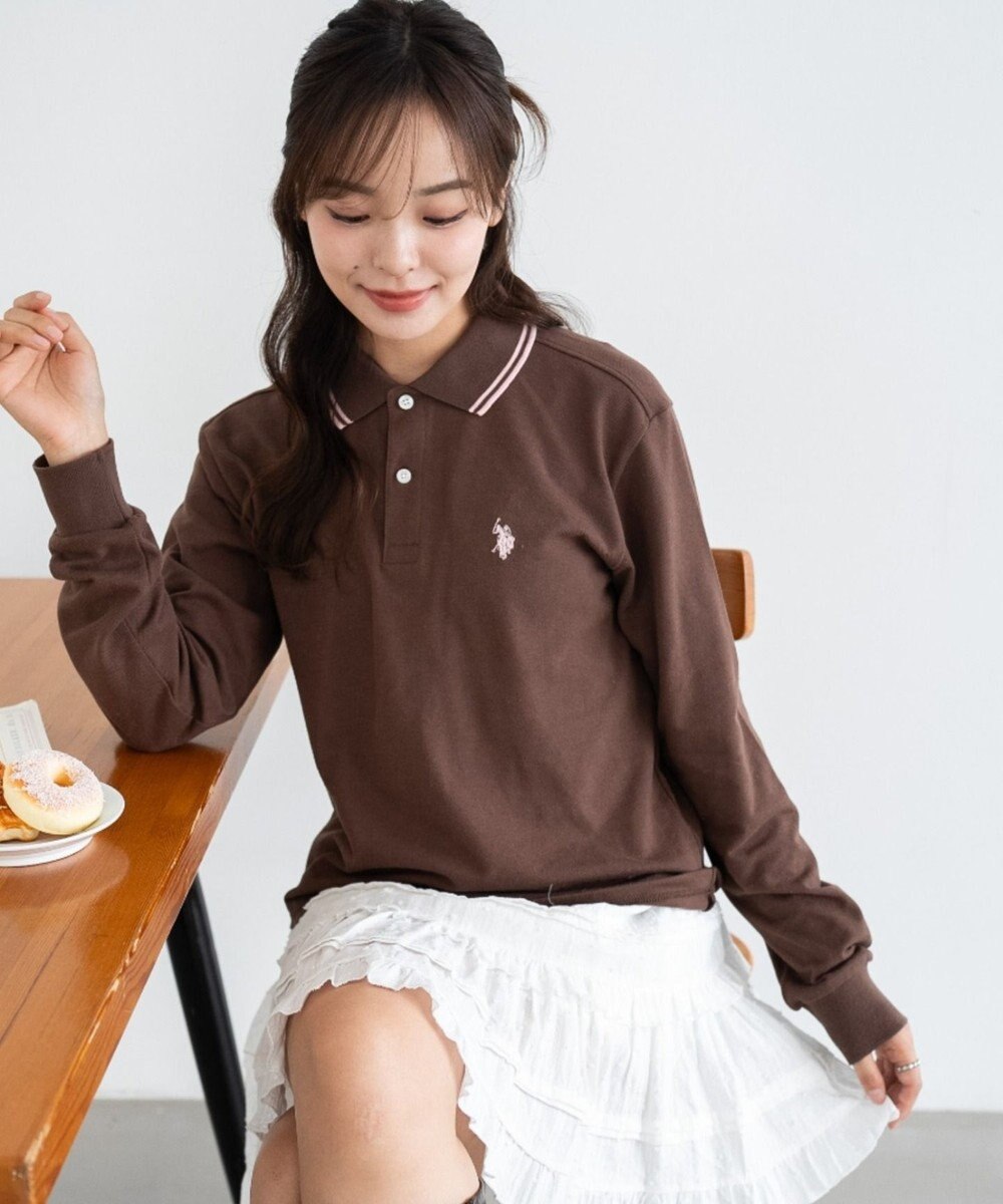 WEGO 【25年秋冬新作/ユニセックスITEM/SMLサイズ展開】別注USPOLOラインポロシャツ（長袖） 