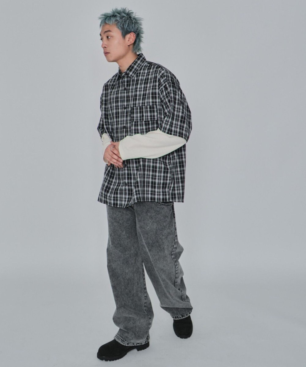 WEGO 【ユニセックス着用ITEM/MLサイズ展開】チェックレイヤードシャツ（LS） 