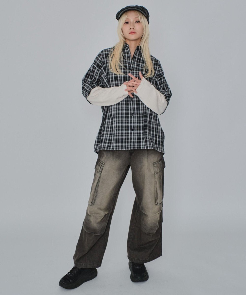 WEGO 【ユニセックス着用ITEM/MLサイズ展開】チェックレイヤードシャツ（LS） 