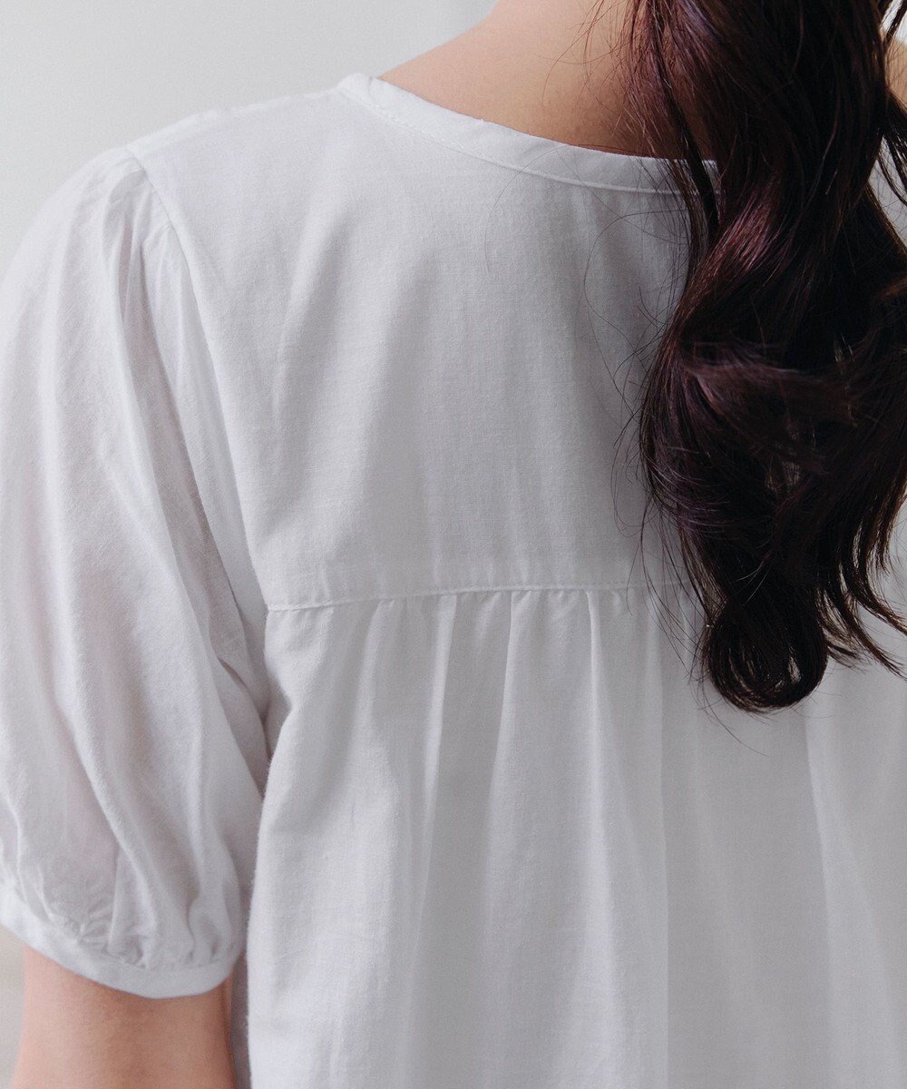 Tiaclasse 【洗える】パンチングレースピンタックチュニックブラウス 