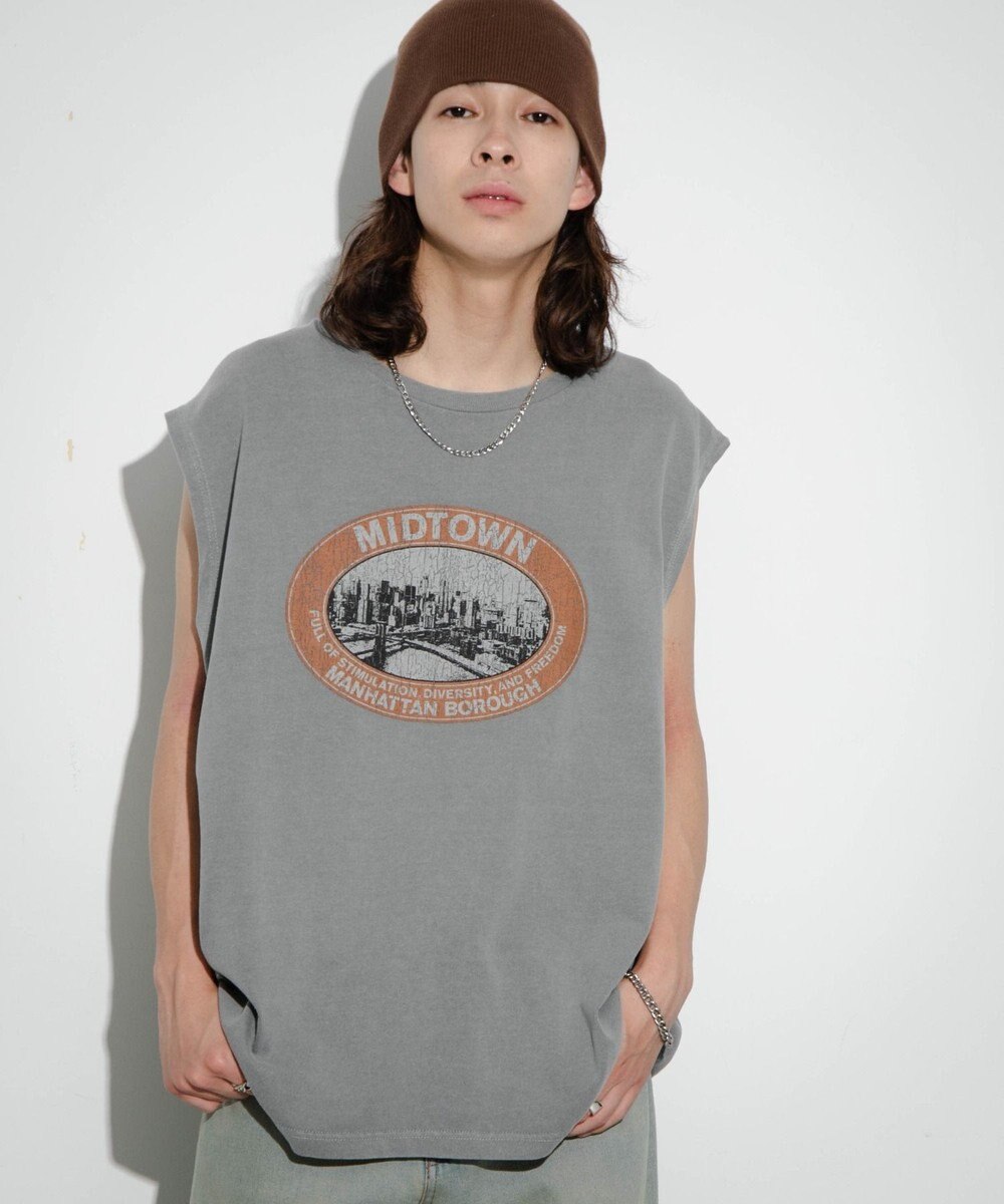 WEGO 【ユニセックス着用アイテム/手洗い可】ピグメントグラフィックノースリーブ 