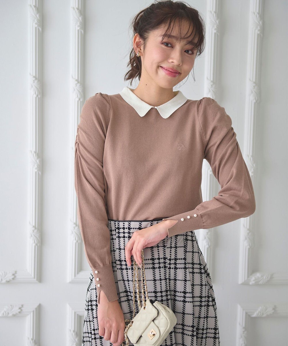 Feroux 配色襟パワショル ニット 