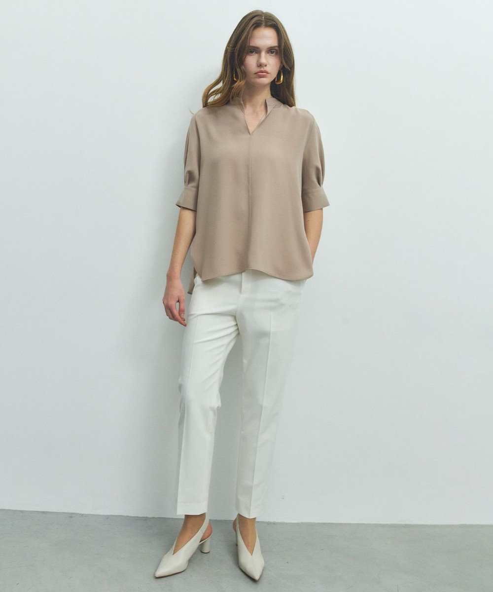 BEIGE， FLEUR / バックサテン プルオーバーブラウス 