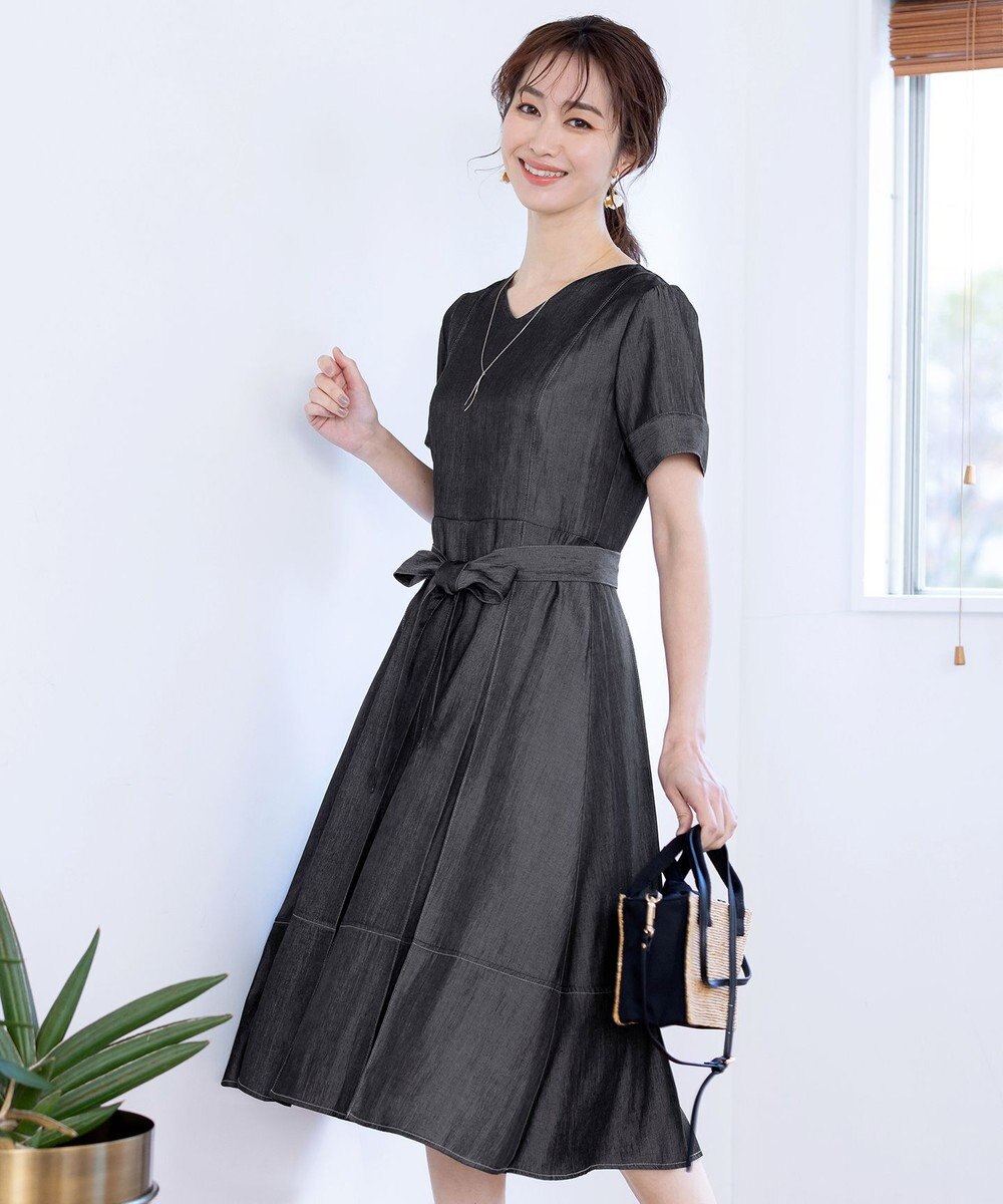 Tiaclasse デニムフレアワンピース 