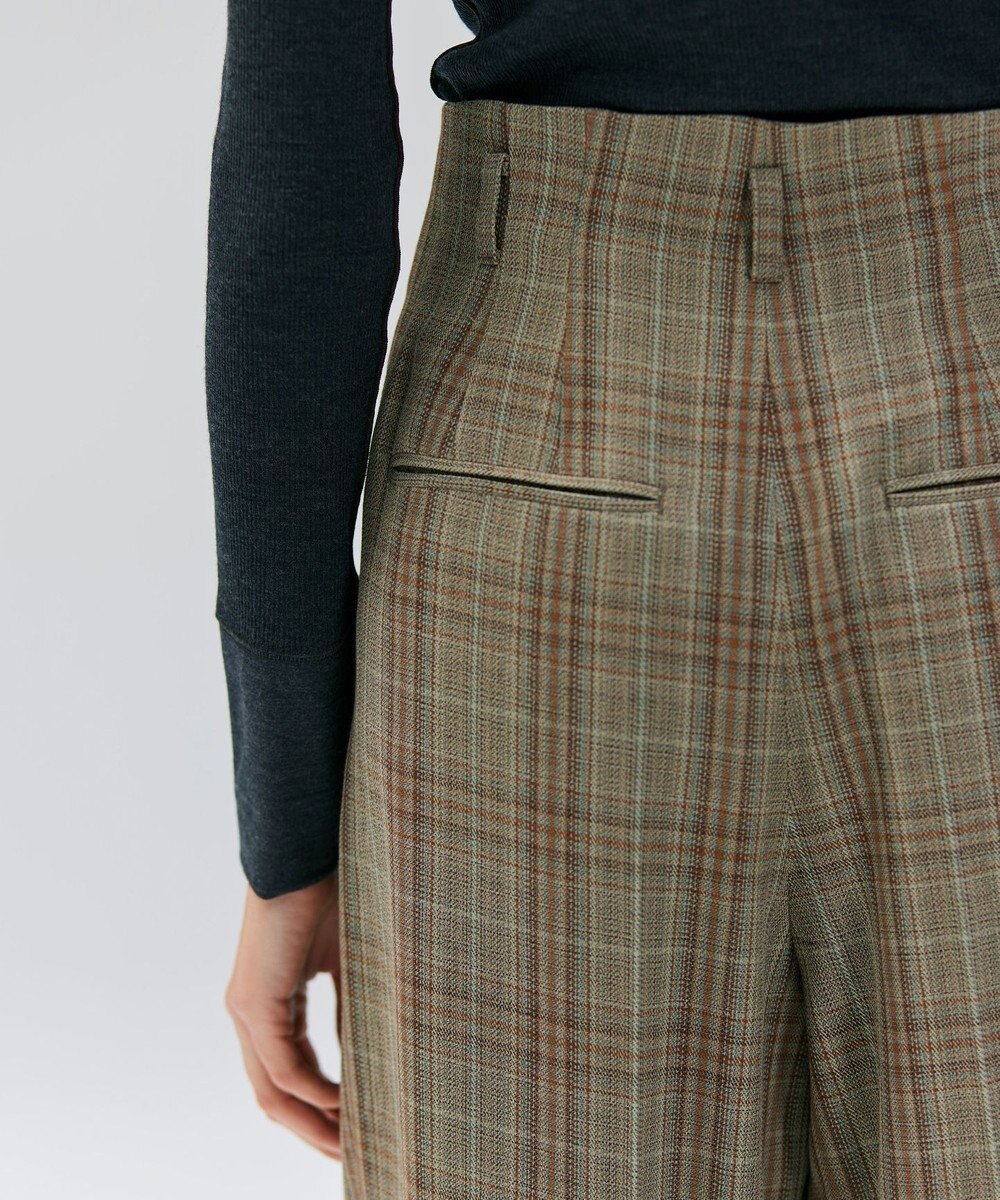 BEIGE， SELMA / チェックウールハイウエストタックパンツ 