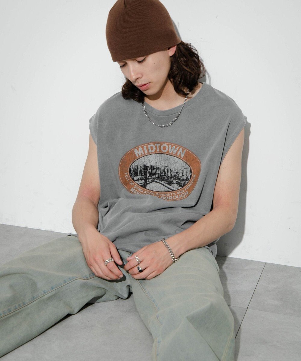 WEGO 【ユニセックス着用アイテム/手洗い可】ピグメントグラフィックノースリーブ 