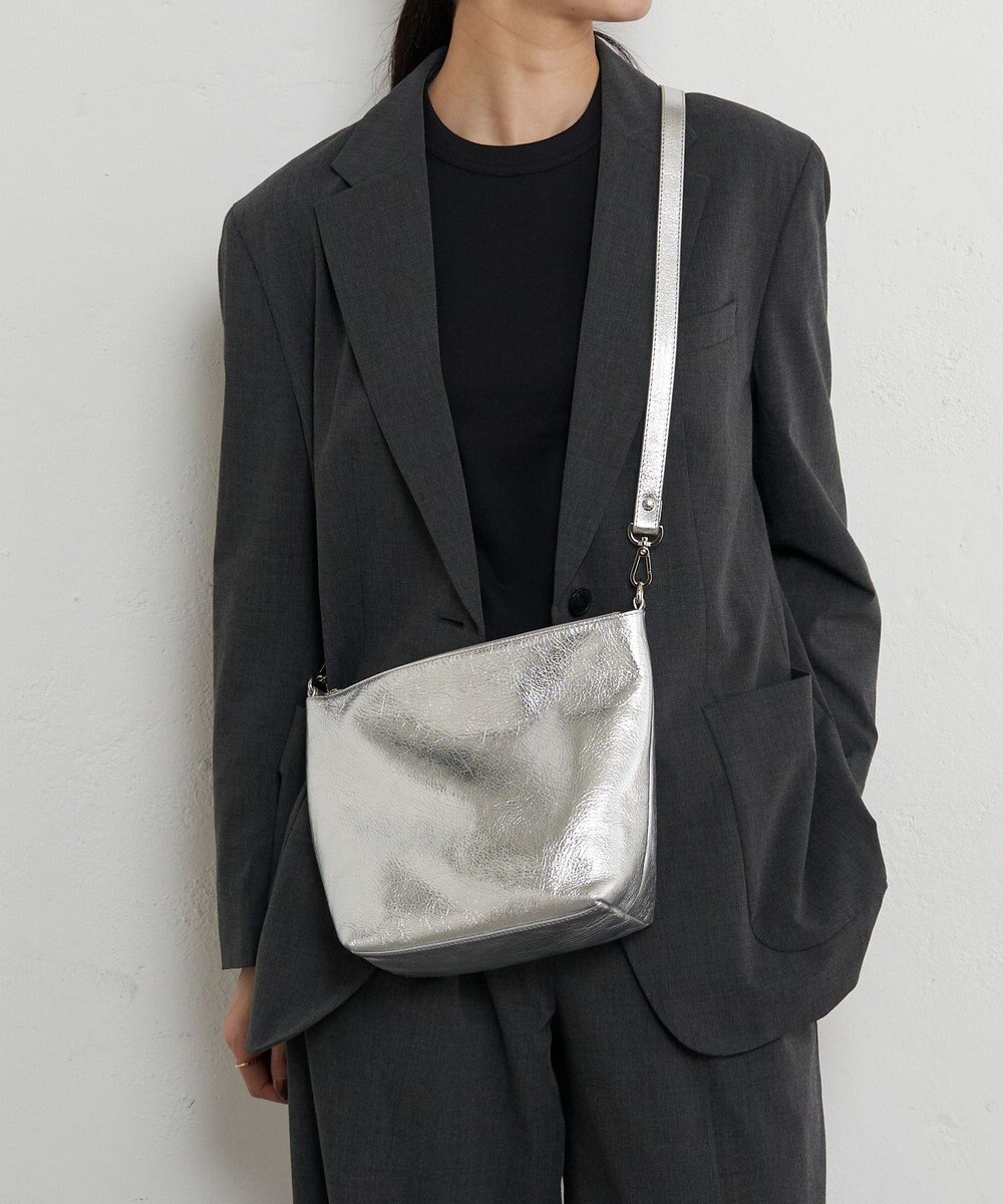 russet ソフトレザーシンプルショルダーバッグ【silver】(CE-1462) 