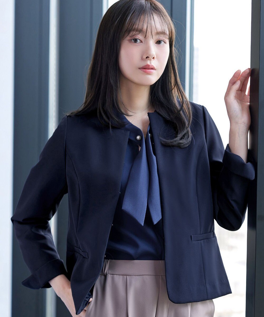 Tiaclasse L 【ダブルクロス】ノーカラージャケット 