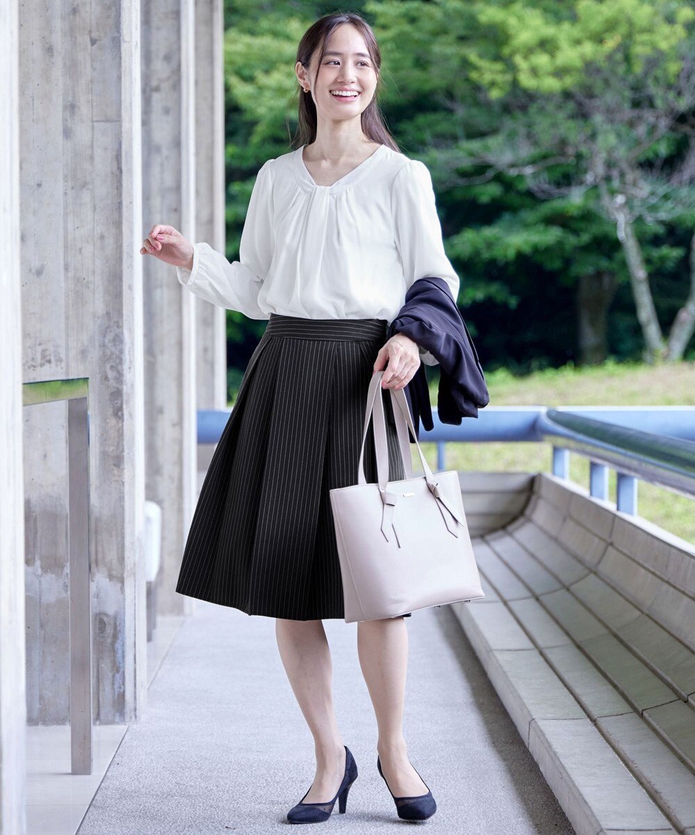 Tiaclasse 【スマート裏起毛】 ボウタイ風ブラウス 