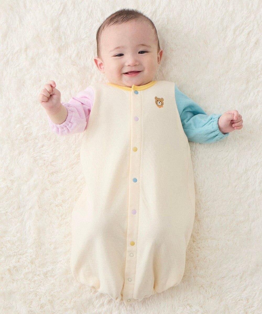 MIKI HOUSE HOT BISCUITS 【50-60cm】接結カノコ素材 ワンポイント刺繍 ツーウェイオール 