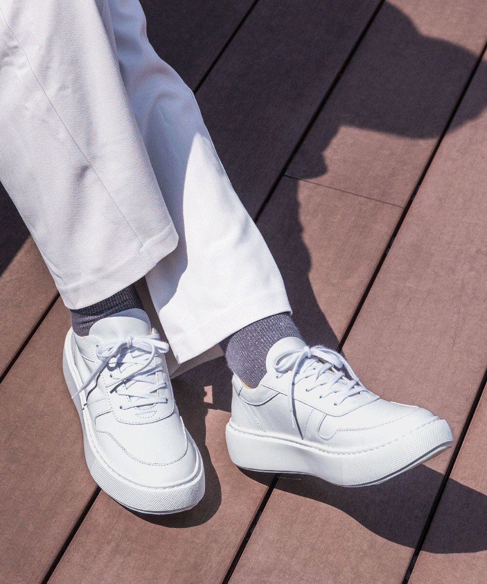 Pointer 日本製 本革軽量 大人厚底スニーカー 