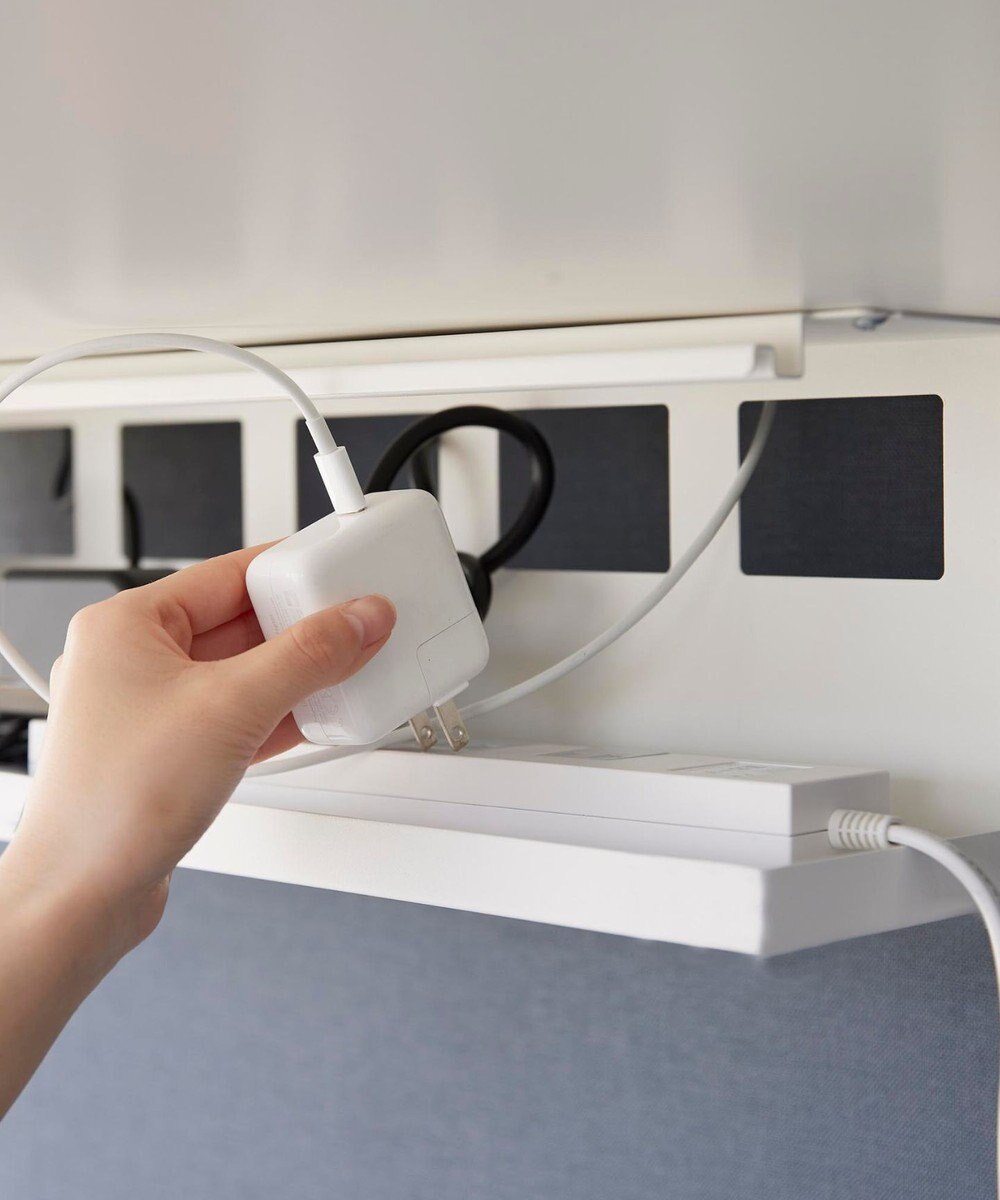 tower デスク下天板ケーブルラック タワー ロング ホワイト 