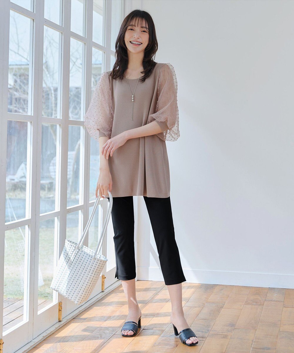 Tiaclasse L 【日本製】ドライモーメント裾スリットパンツ 