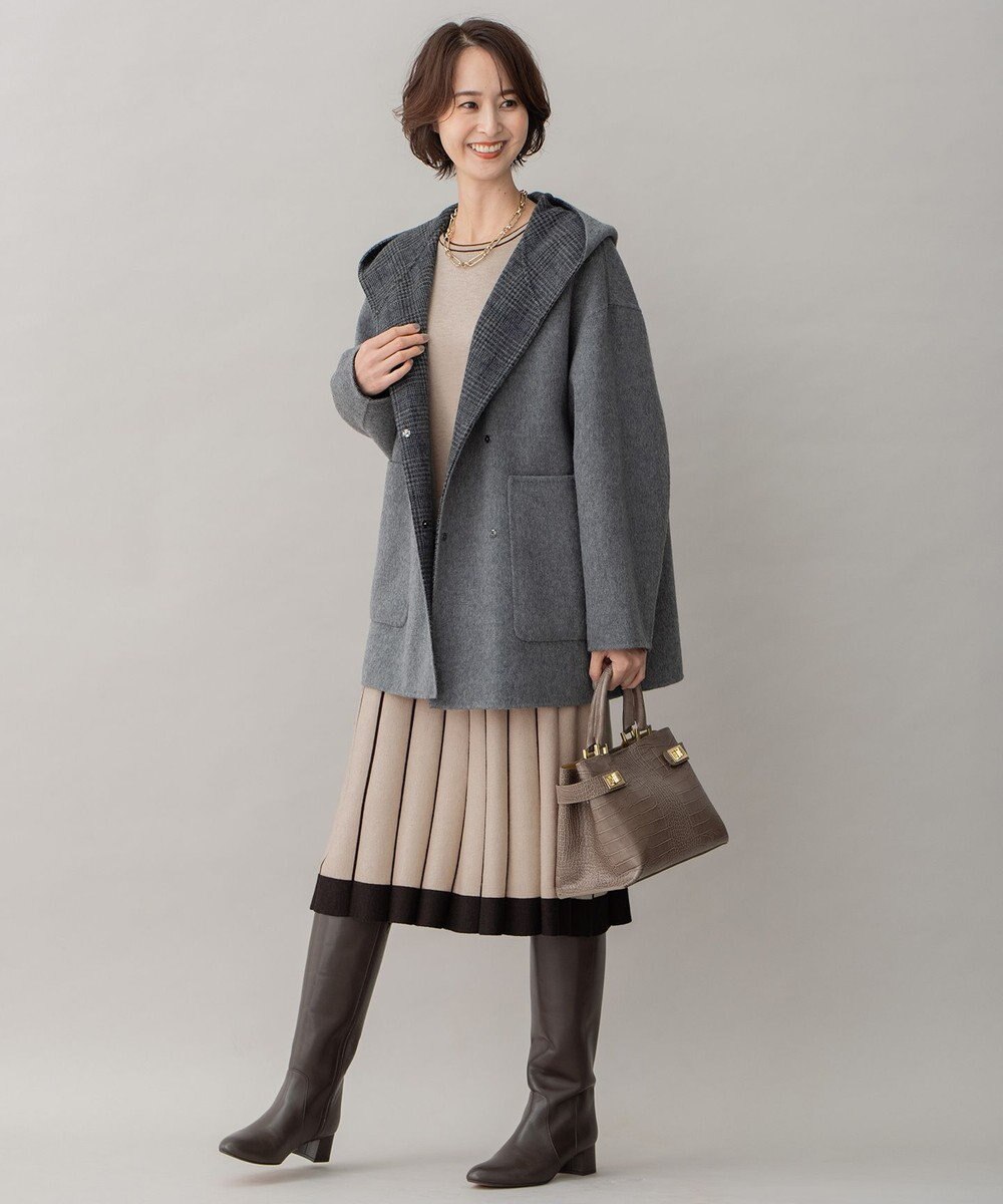 自由区 【リバーシブル】ウールリバー フード付きショートコート 