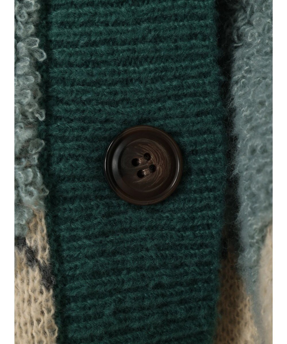 earth music&ecology ループ編みアーガイルカーディガン 