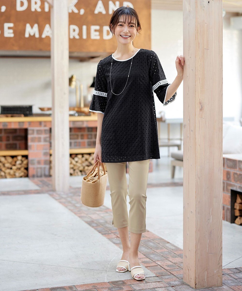 Tiaclasse L 【日本製】ドライモーメント裾スリットパンツ 