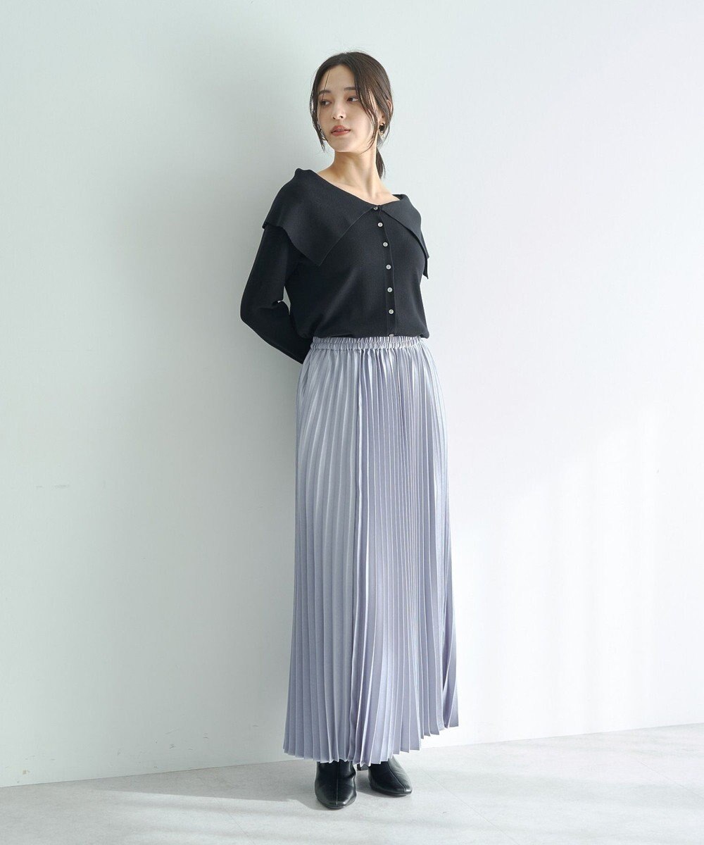 YECCA VECCA サテンプリーツスカート 