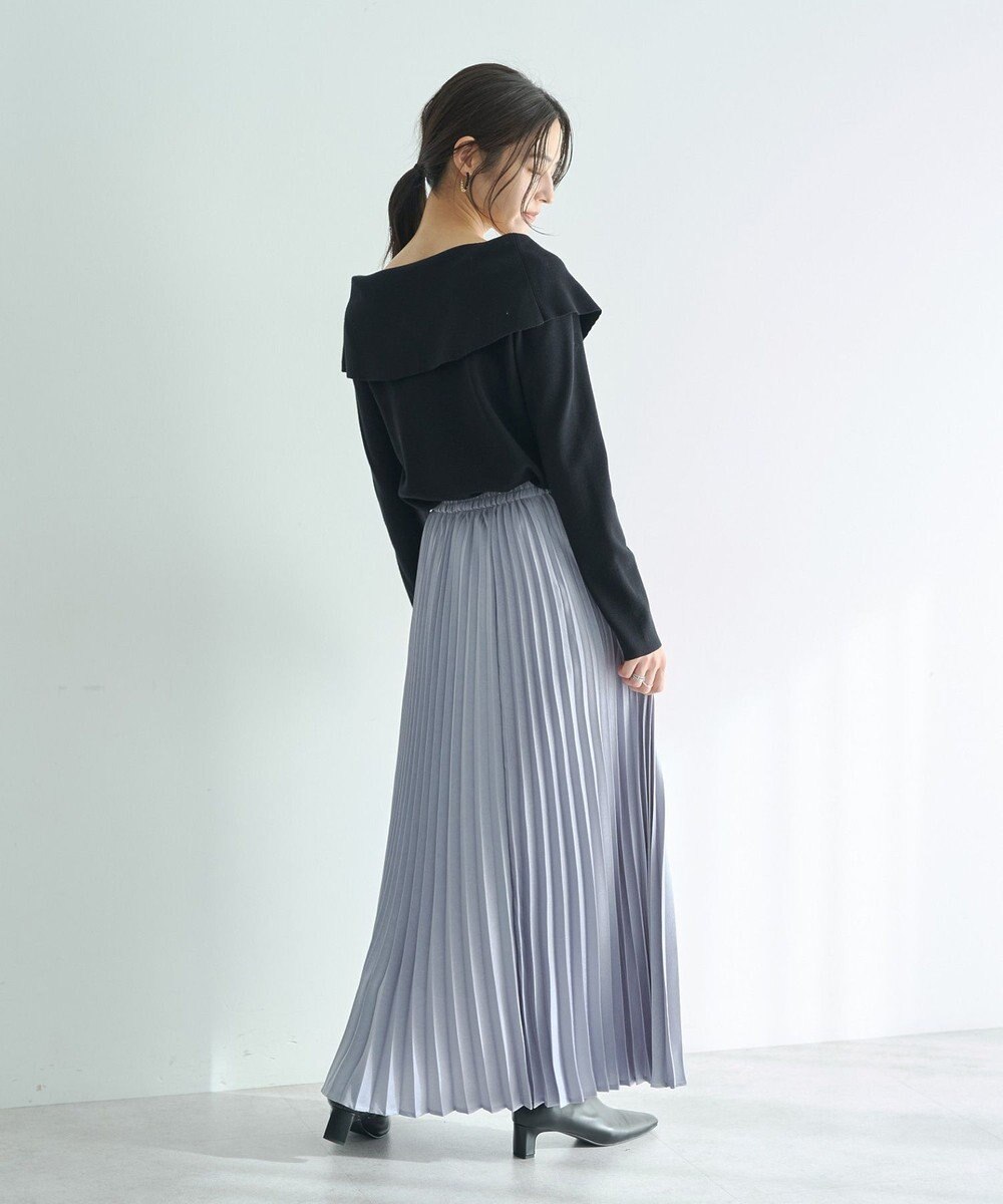 YECCA VECCA サテンプリーツスカート 