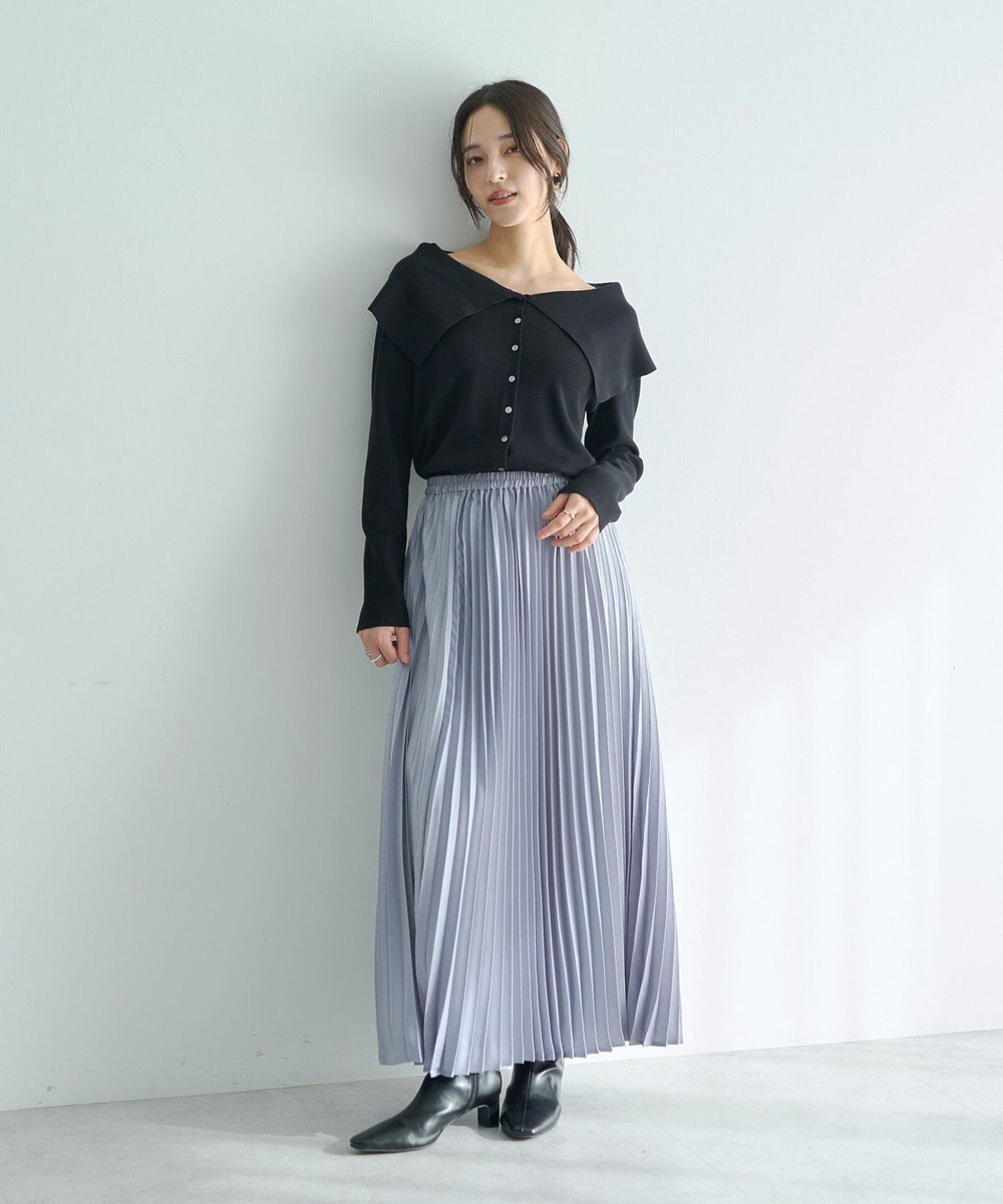 YECCA VECCA サテンプリーツスカート 