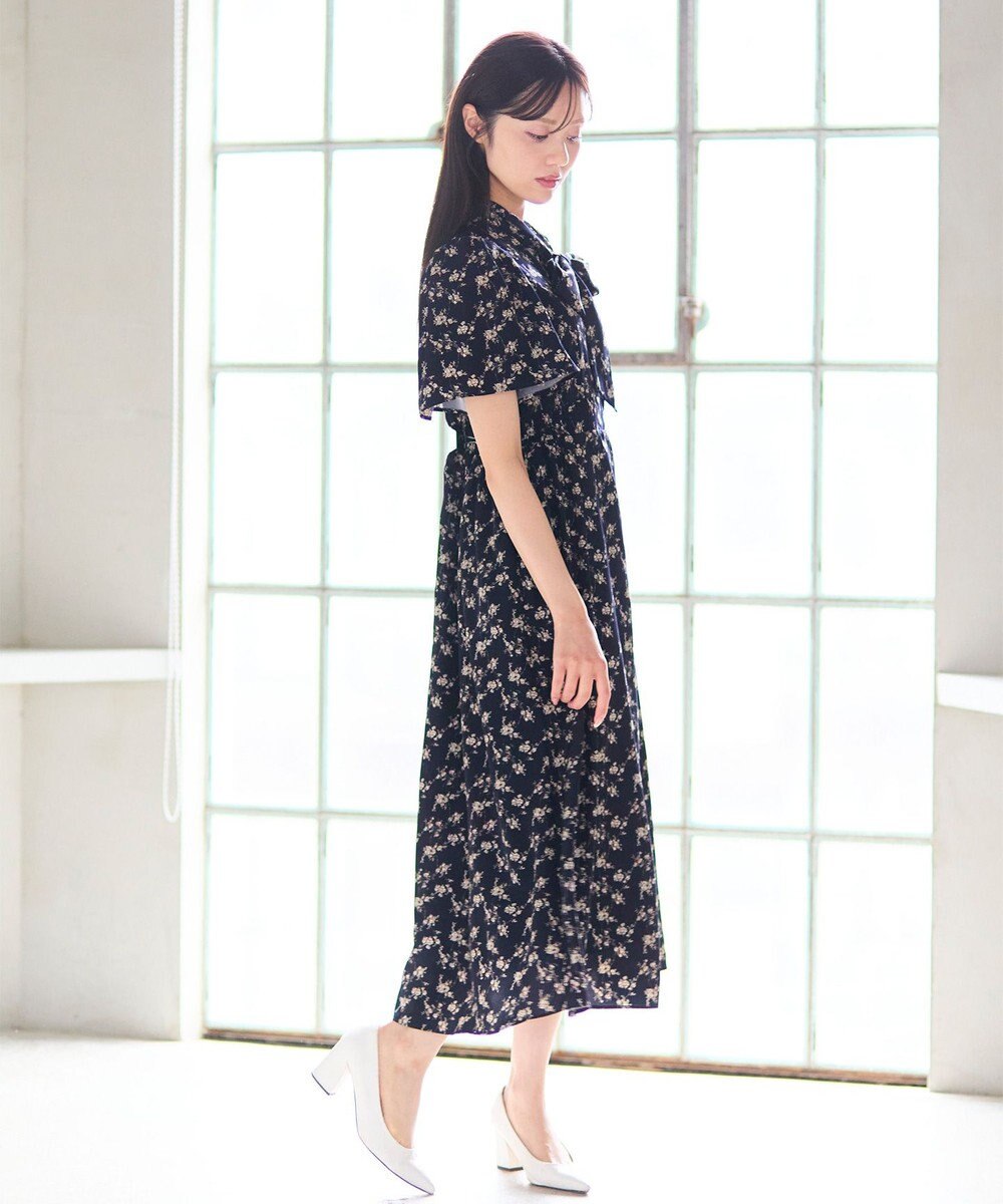 Feroux 【洗える】フラワープリント クラシカル ワンピース 