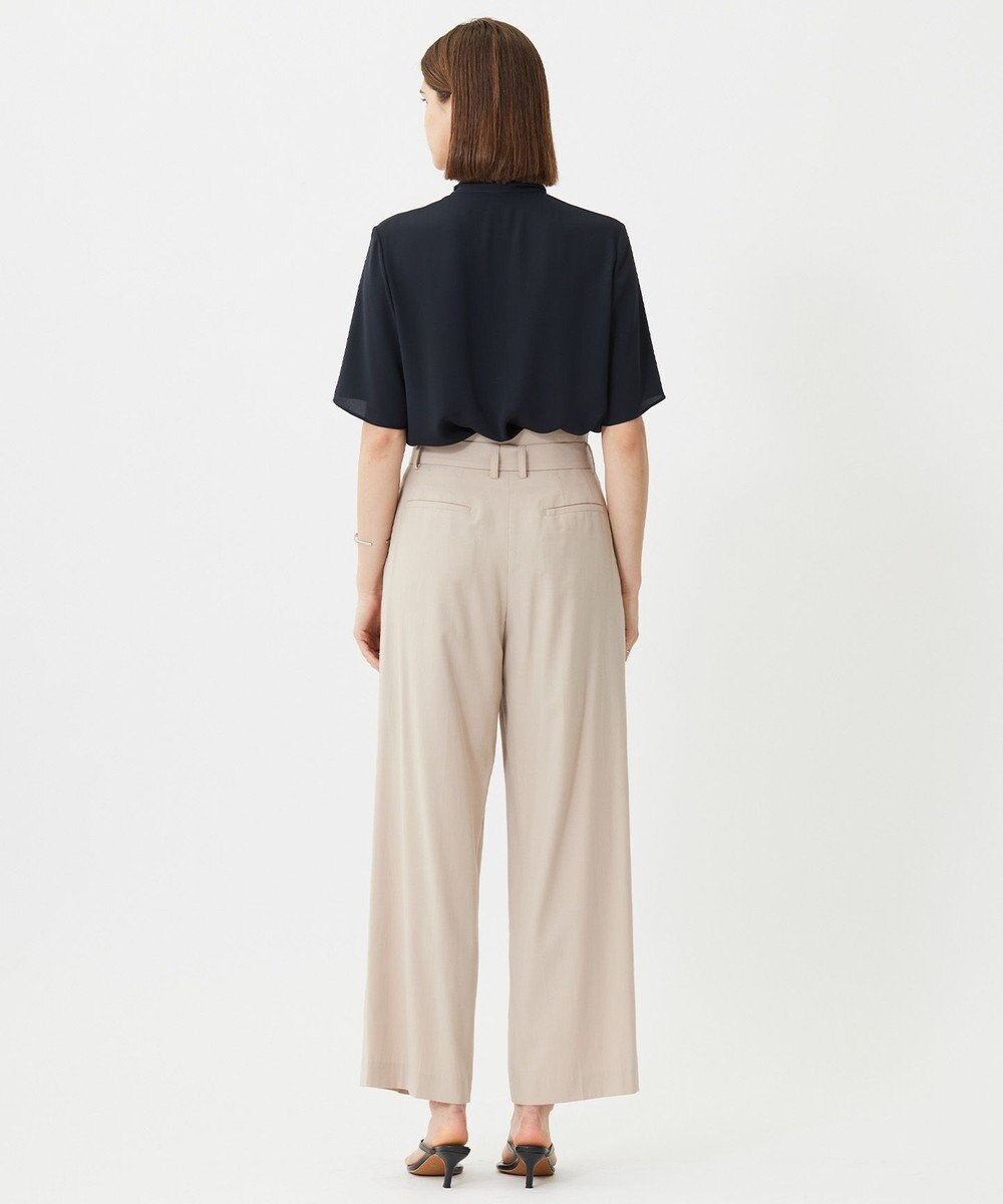 ICB L 【人気のため新色追加・接触冷感・UVケア・洗える】BackSatinAmunzen 5分袖配色ボウタイブラウス 