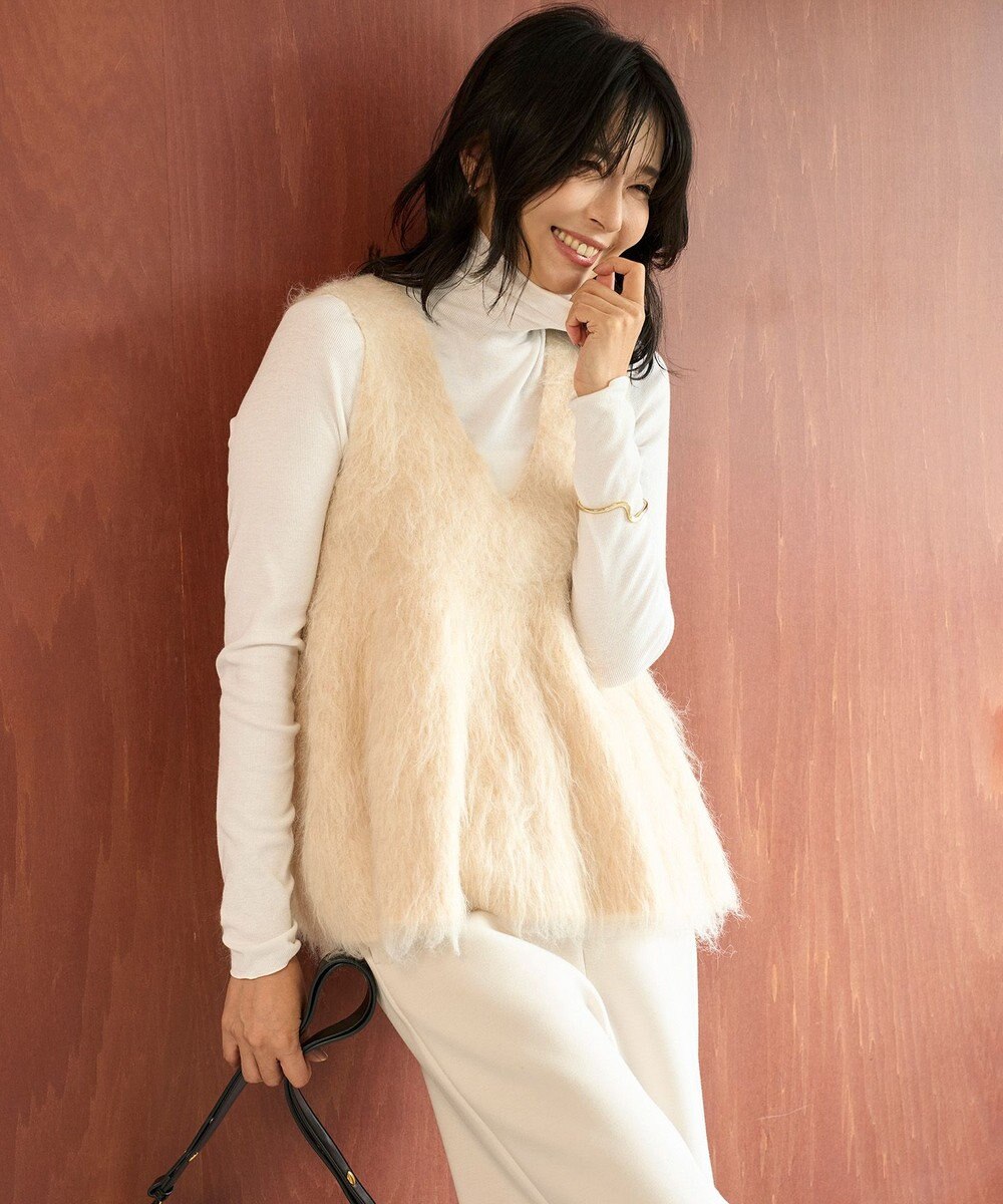 UNFILO 【野呂佳代さん着用】アルパカシャギー ペプラムジレ 