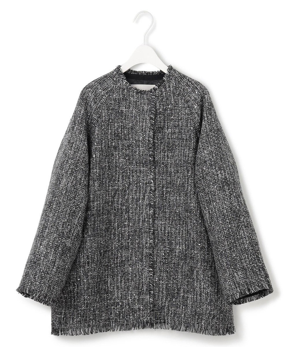 ICB L スパングルツイード ノーカラーコート 