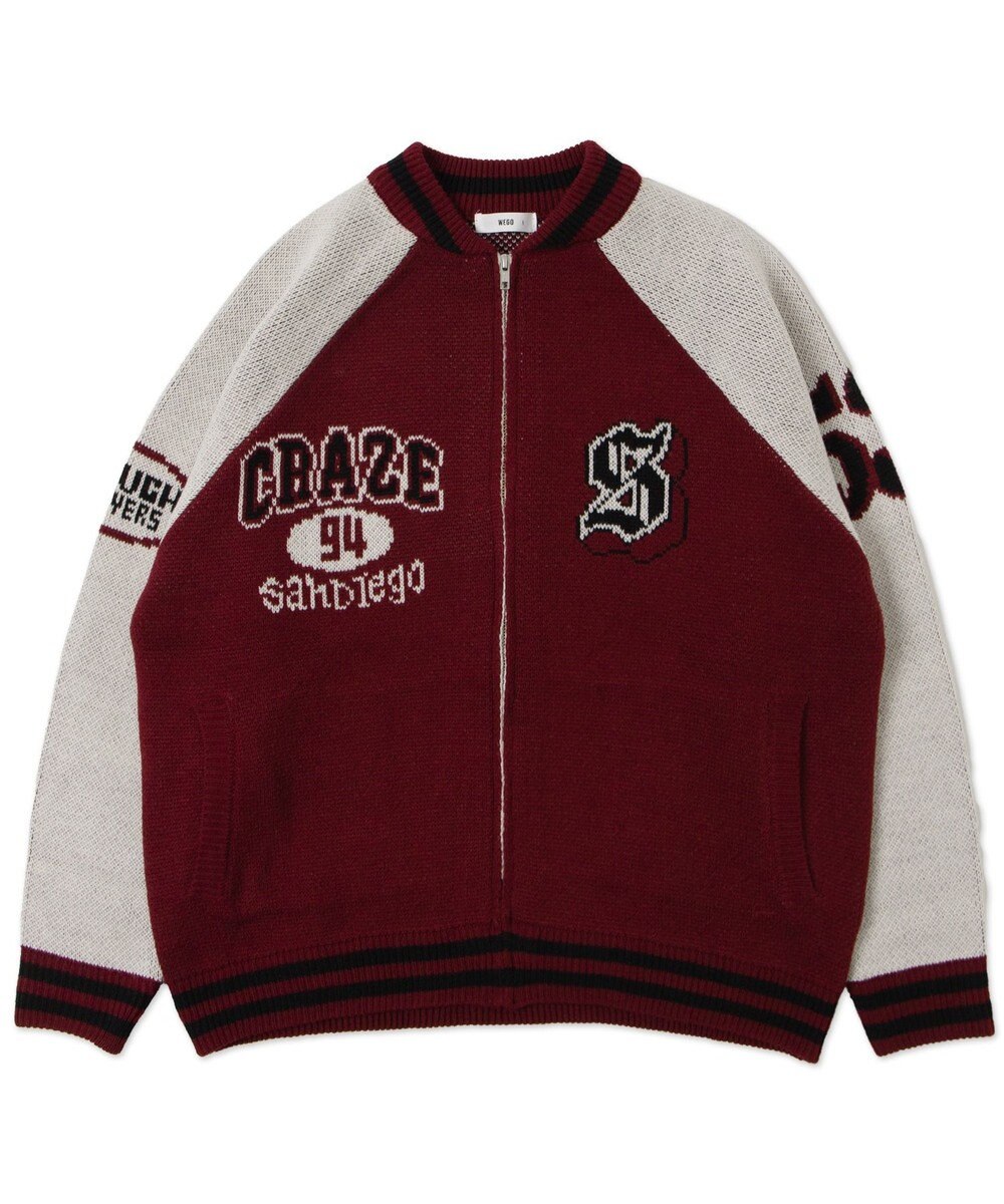 WEGO 【ユニセックス着用ITEM/MLサイズ展開】ジャガードニットスタジャン 