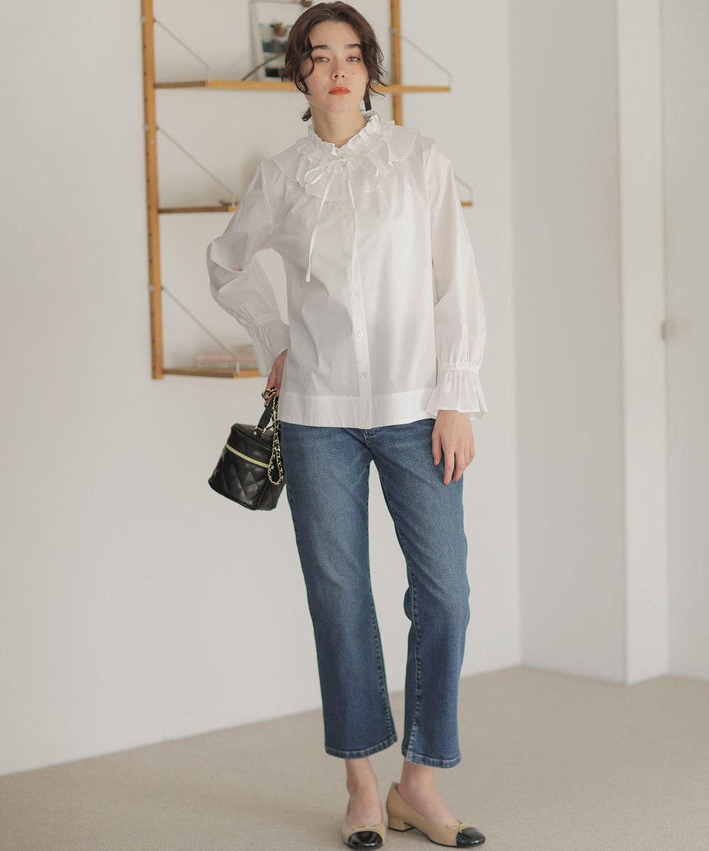 組曲 【2WAY】エアリーシャーティングフリル襟 ブラウス 