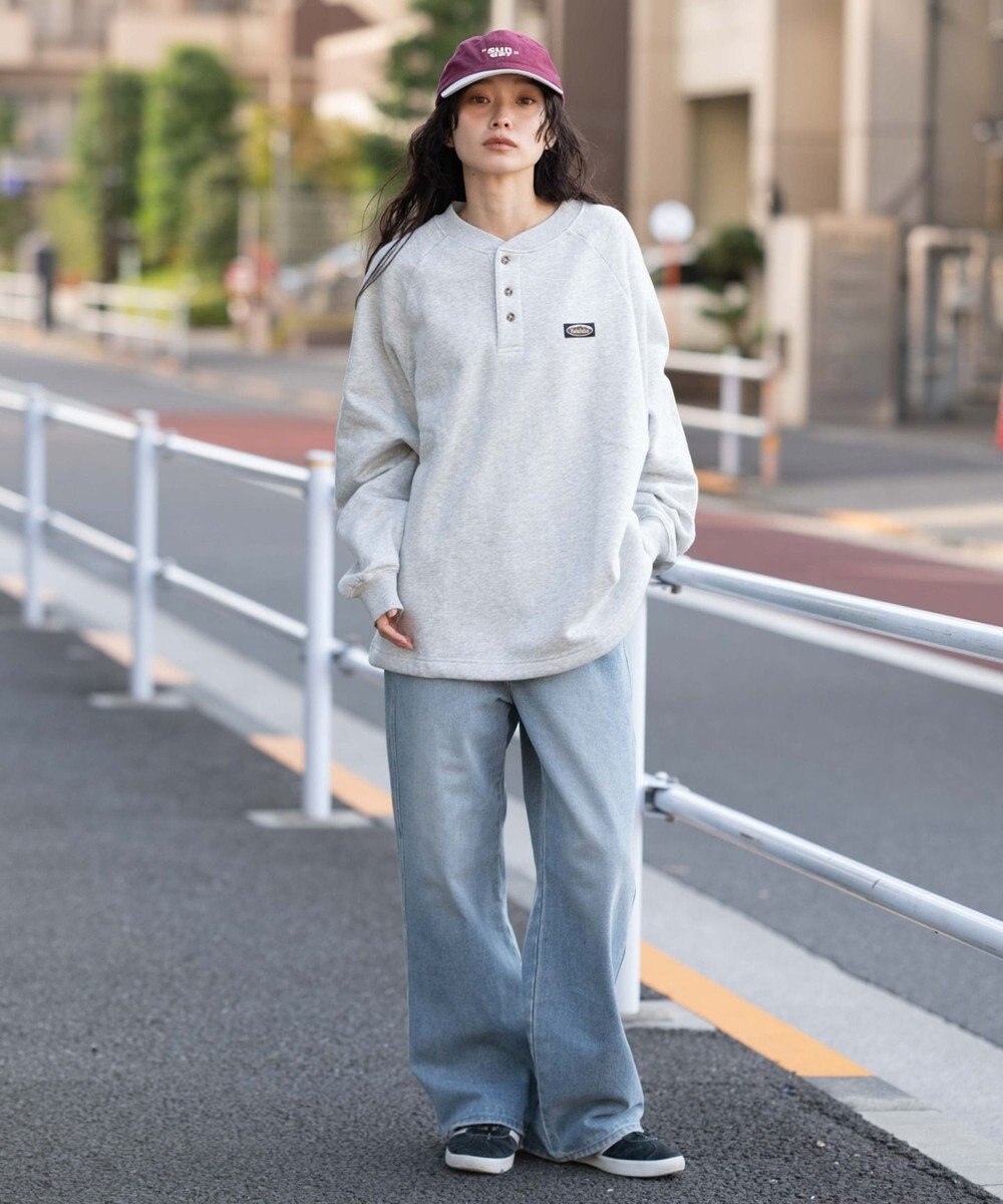 WEGO 【ユニセックス着用ITEM/MLサイズ展開/裏起毛】ショートドロストヘンリーネックプルオーバー 