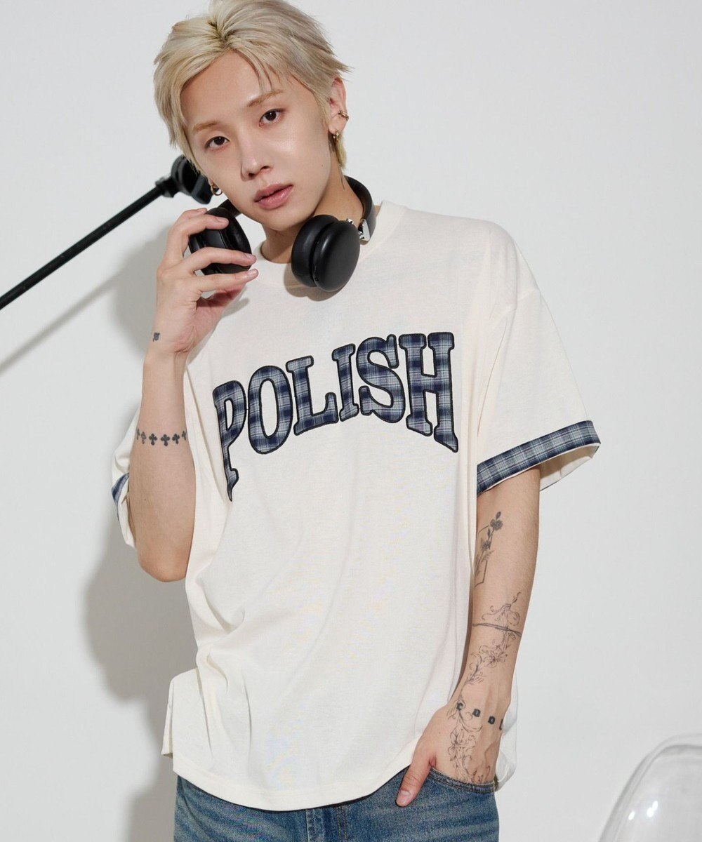 WEGO 【ユニセックス着用ITEM】チェックディテールロゴT（SS） 
