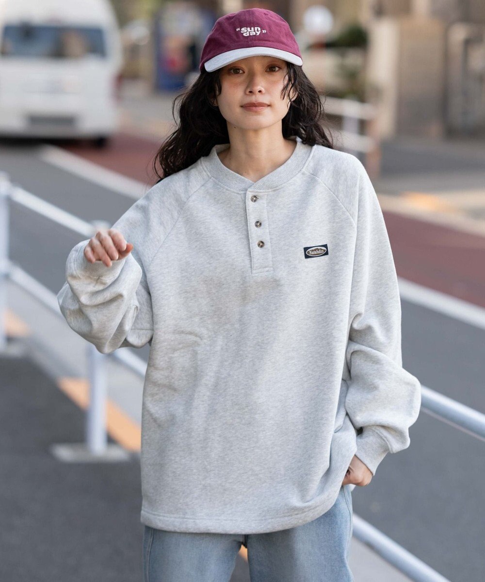 WEGO 【ユニセックス着用ITEM/MLサイズ展開/裏起毛】ショートドロストヘンリーネックプルオーバー 