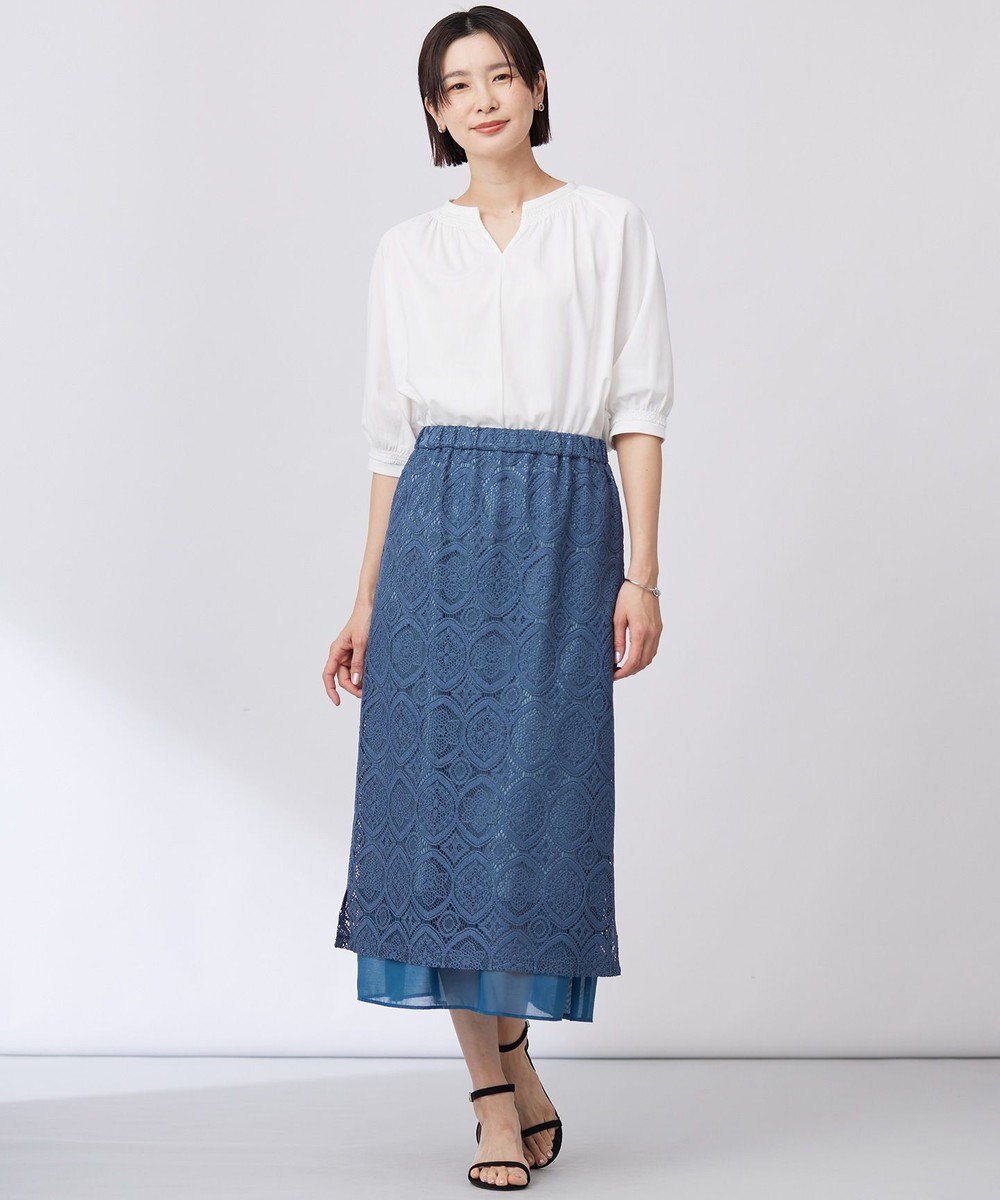 J.PRESS LADIES S 【洗える】ジャカードレース ナロースカート 