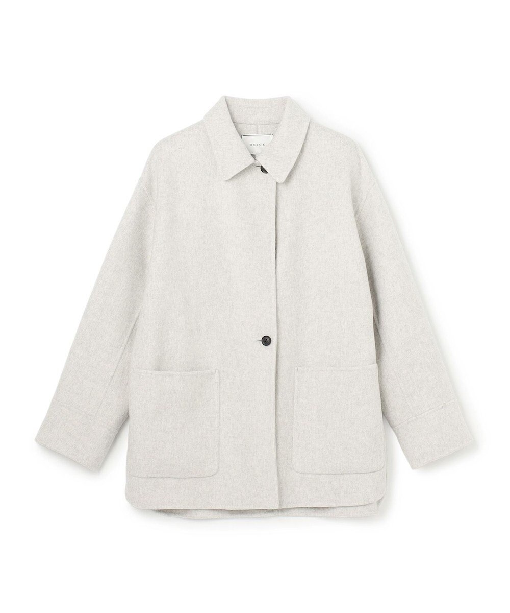 BEIGE， 【WEB限定】PAYSON / ウールリバーオーバーサイズステンカラーコート 