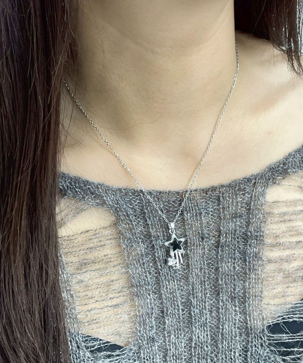 WEGO Lブラックストーンモチーフネックレス 