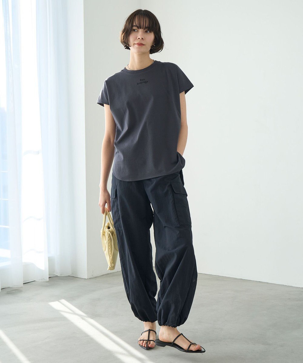 UNFILO L BEAUTY FORM ロゴ刺繍フレンチスリーブTシャツ 