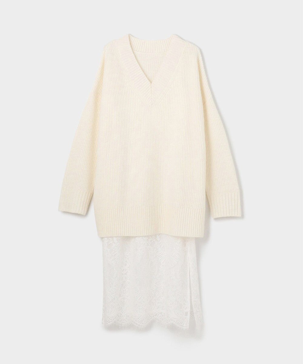 GRACE CONTINENTAL シアーレースニットワンピース 