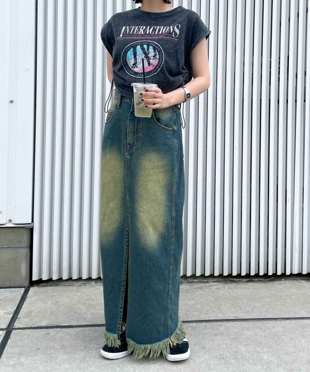 WEGO ヴィンテージウォッシュドロストデザインT 