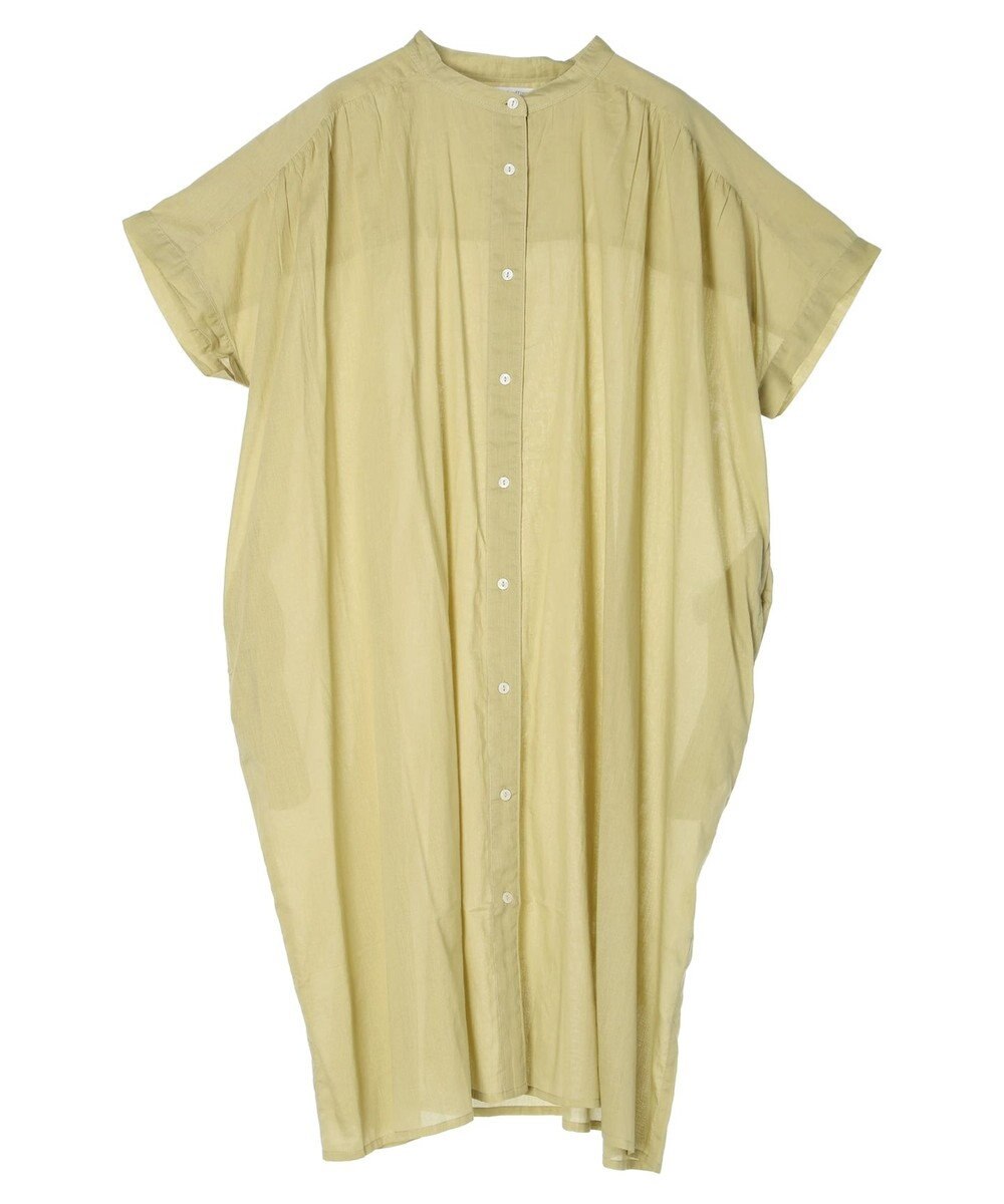 Green Parks インド綿　パイピングバンドカラーシャツチュニック 