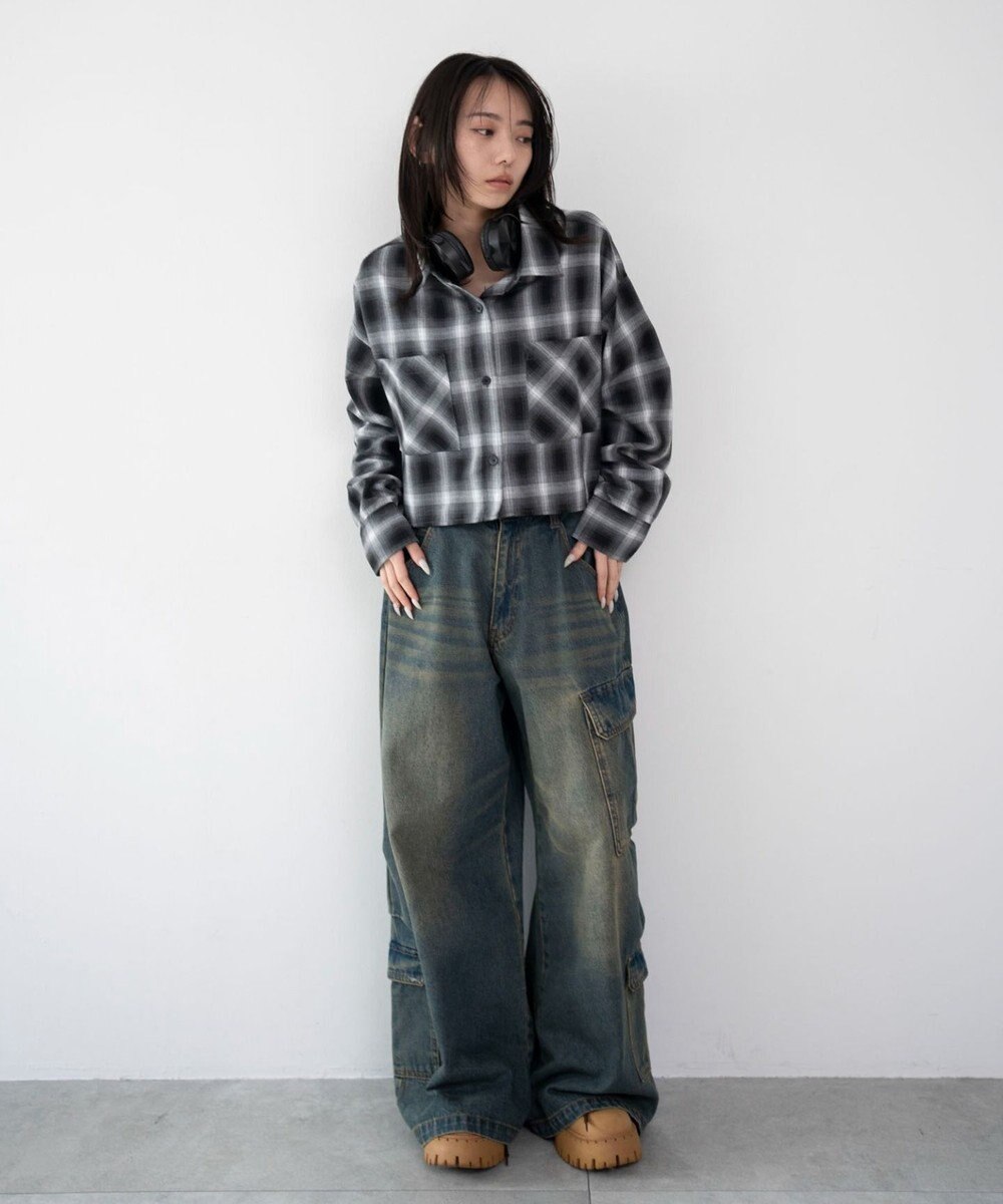 WEGO ショートチェックシャツ 