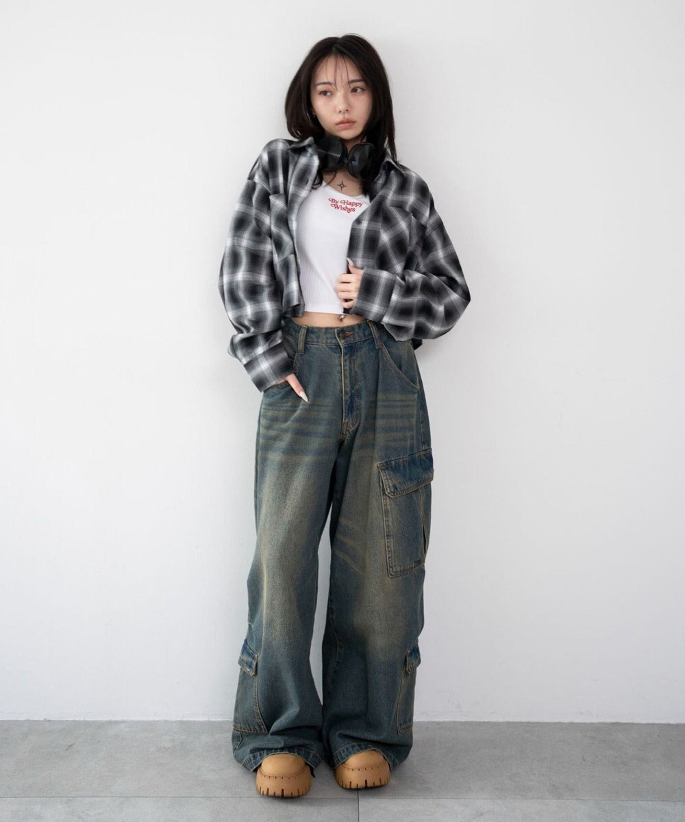 WEGO ショートチェックシャツ 