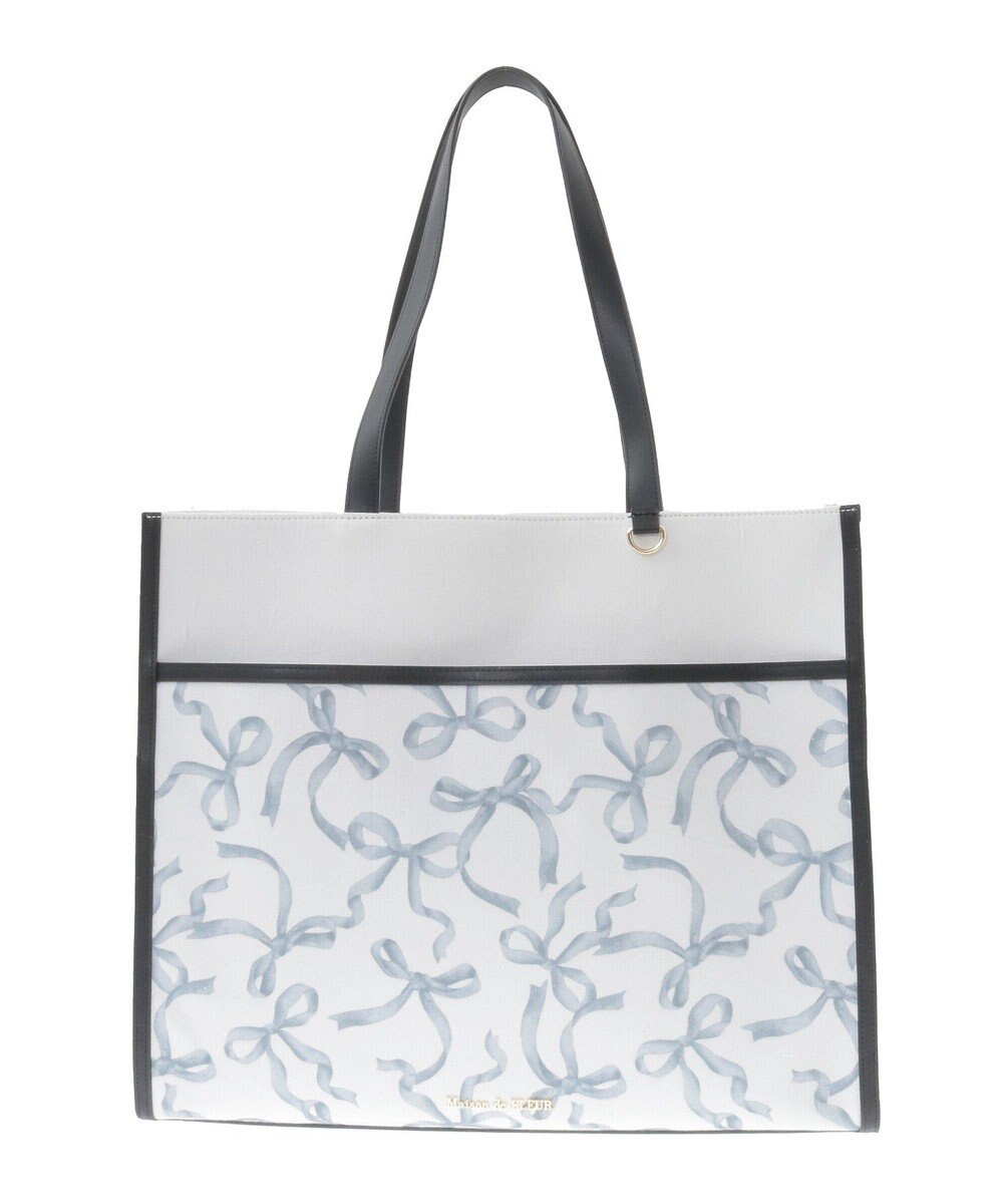 Maison de FLEUR リボンプリントスクエアトートバッグ 