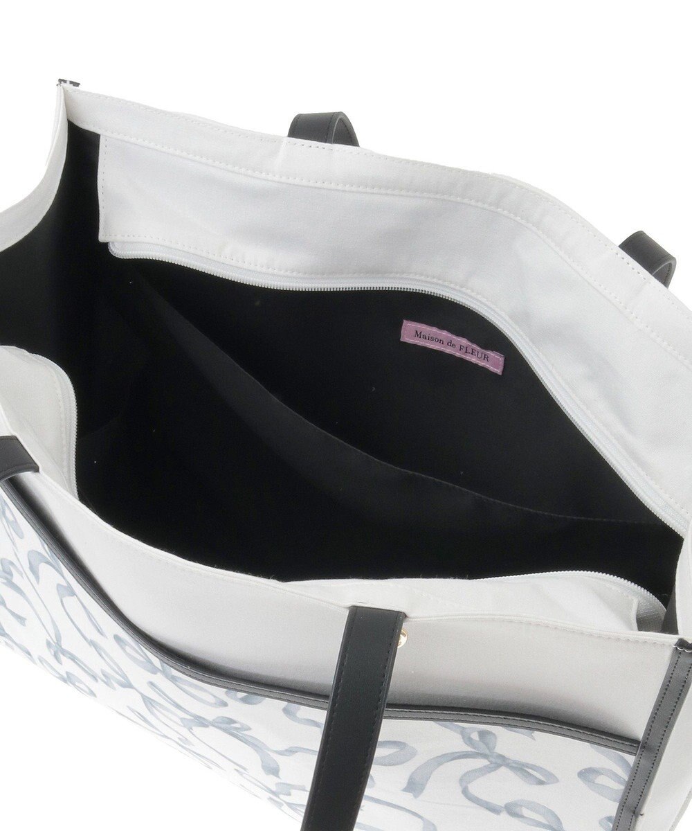 Maison de FLEUR リボンプリントスクエアトートバッグ 