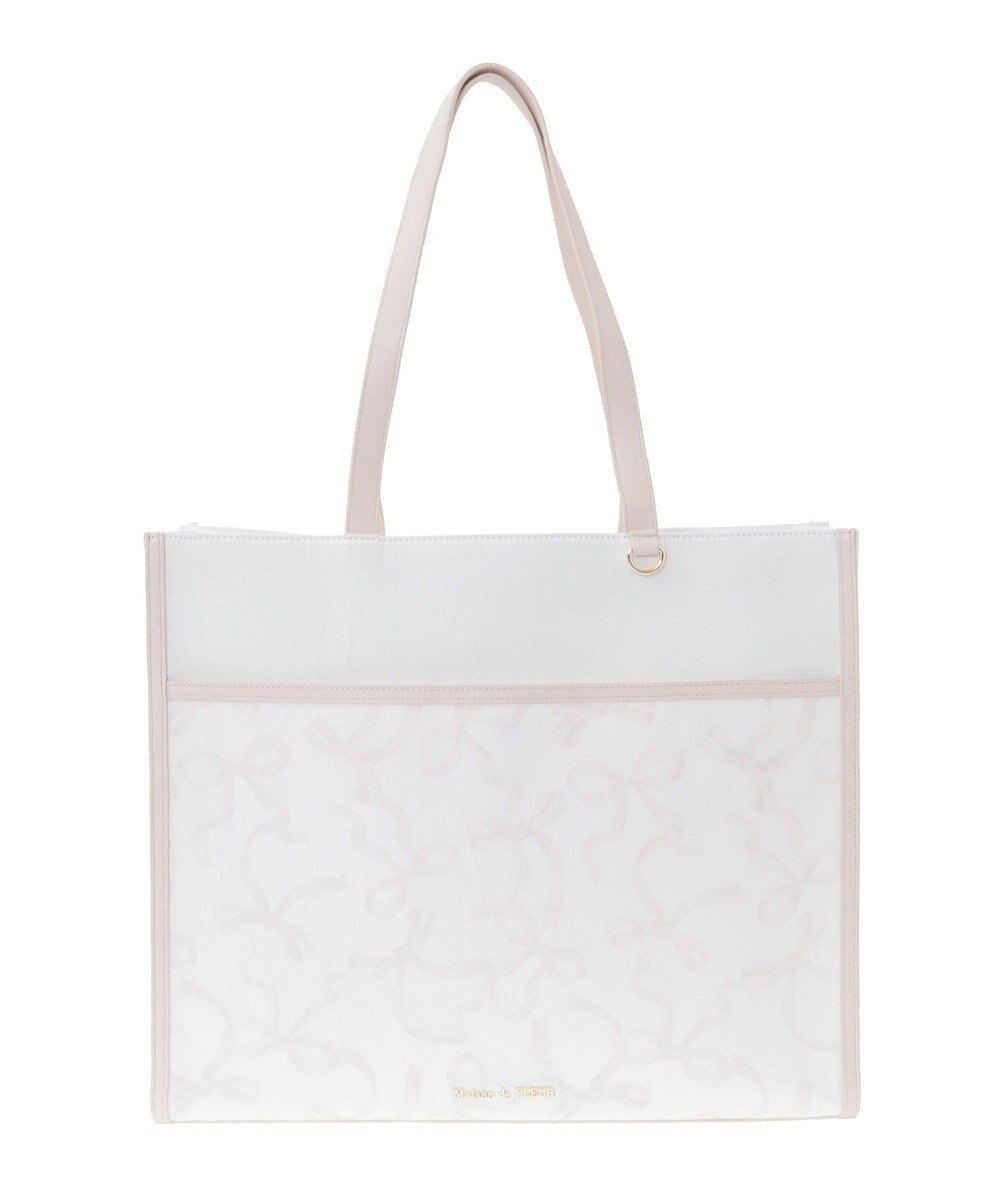 Maison de FLEUR リボンプリントスクエアトートバッグ 