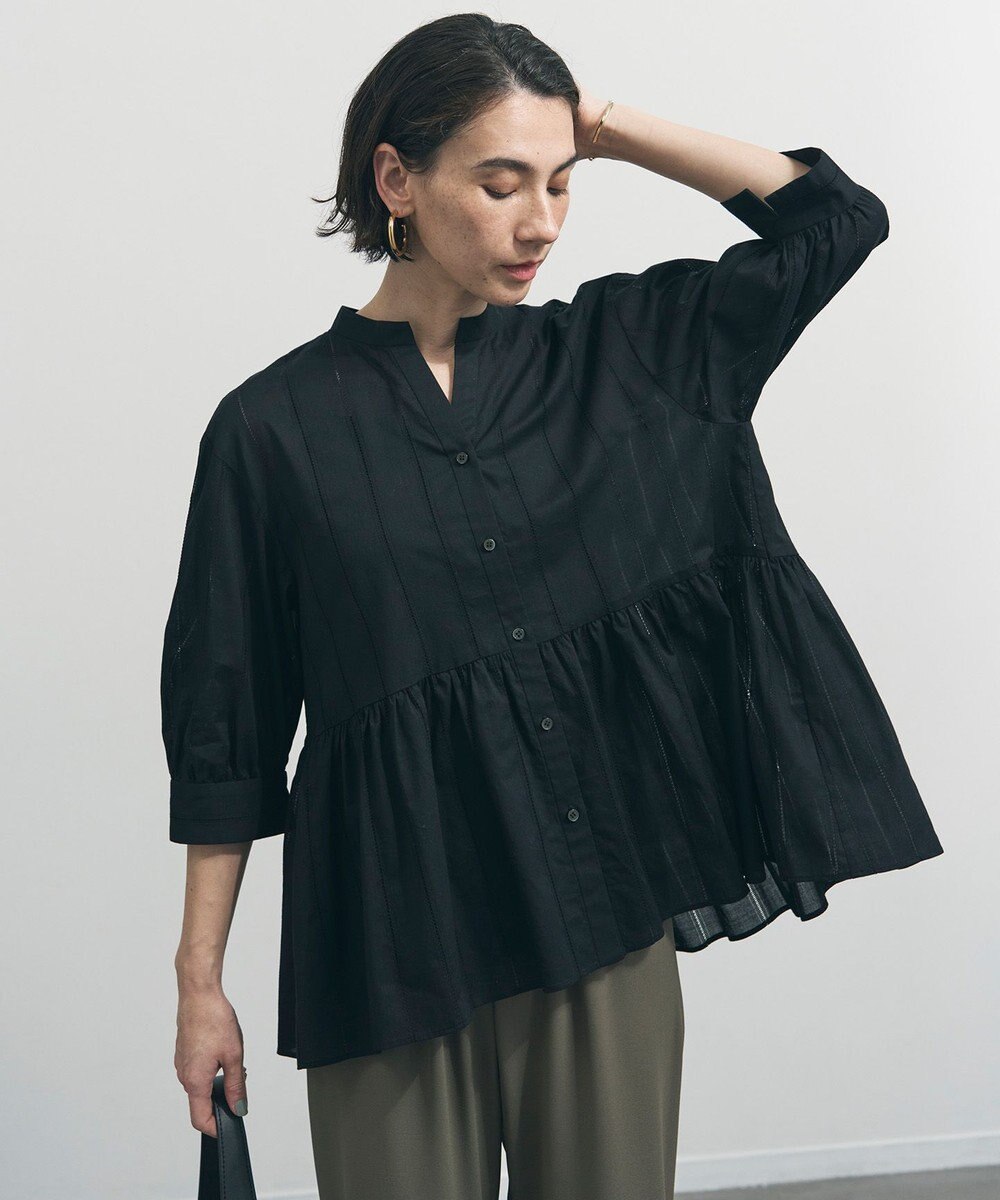 UNFILO ペプラム ギャザーブラウス 