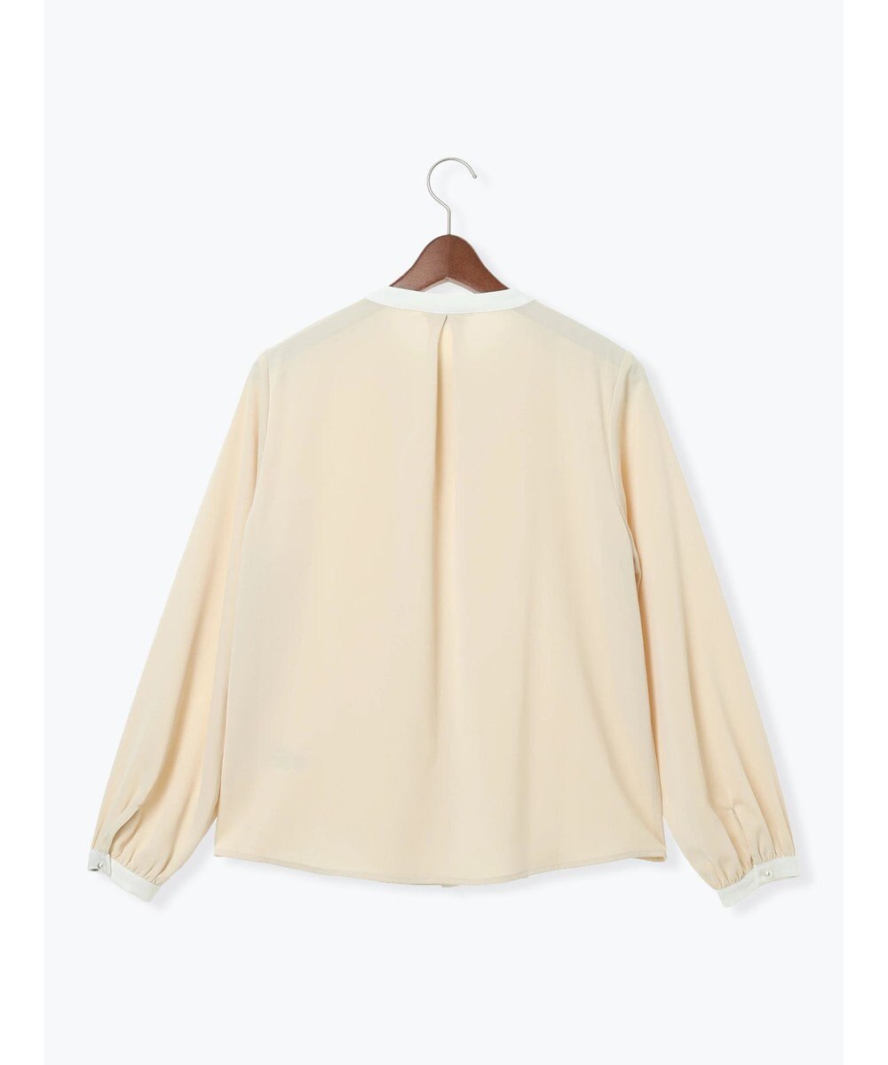 Te chichi パール釦配色タックブラウス 