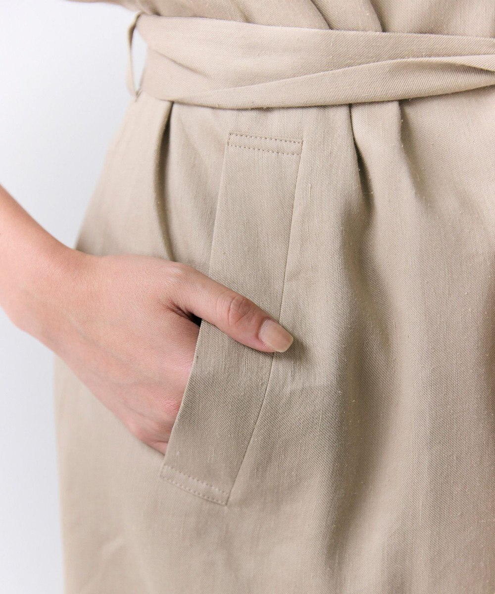 BEIGE， MICA /  リネンブレンドベルト付きジレ 